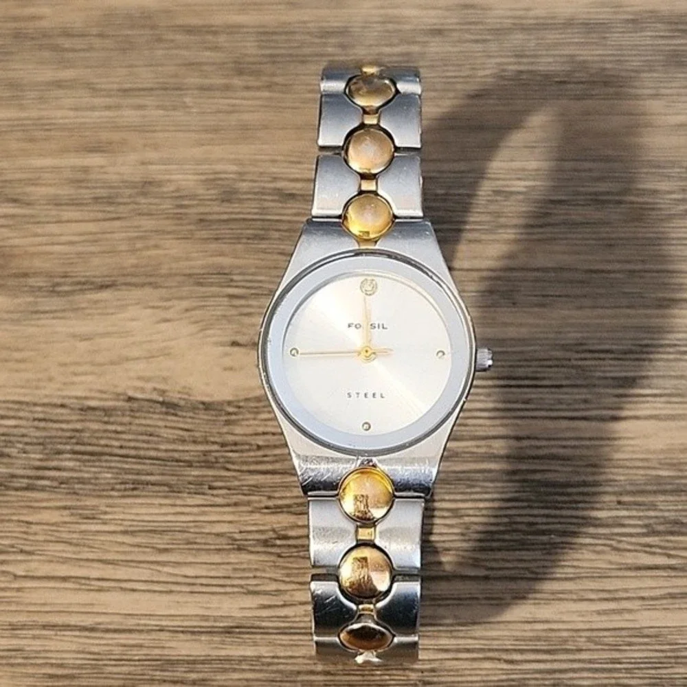 Fossil Women's Stainless Steel with and Silver & Goldtone Clasp Link Band Watch